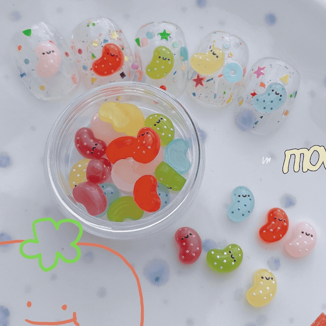 韓系美甲飾品 可愛笑臉糖豆🍬超級可愛💗 6色混裝 25102022