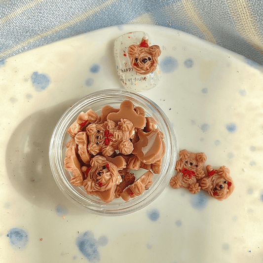 韓系美甲素材 美甲飾品 咖啡小熊餅乾 甜點風美甲 聖誕美甲也適合25102023