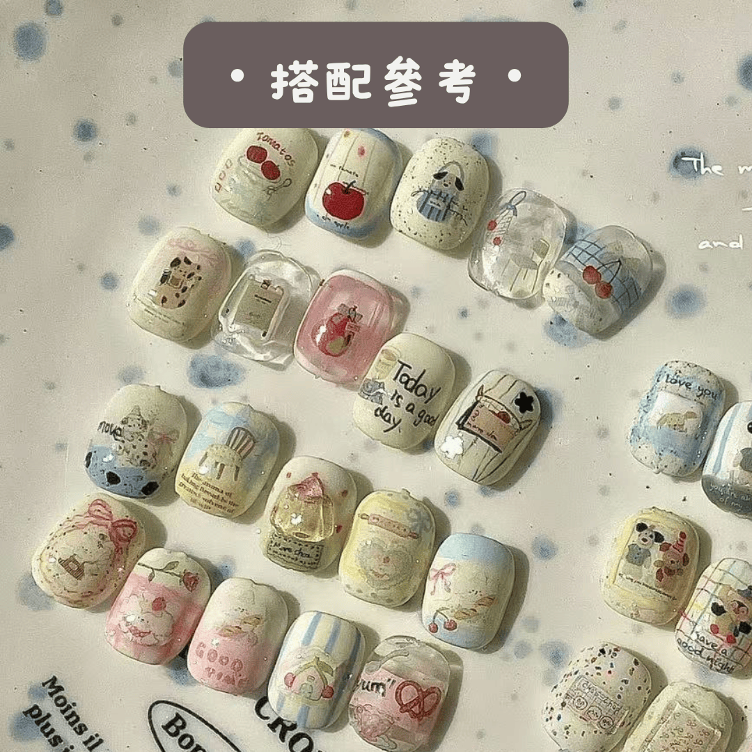 韓系美甲素材 美甲貼紙 韓風可愛小插畫 咖啡 小蘋果好多可愛的小物 也可製作成飾品喔25102030
