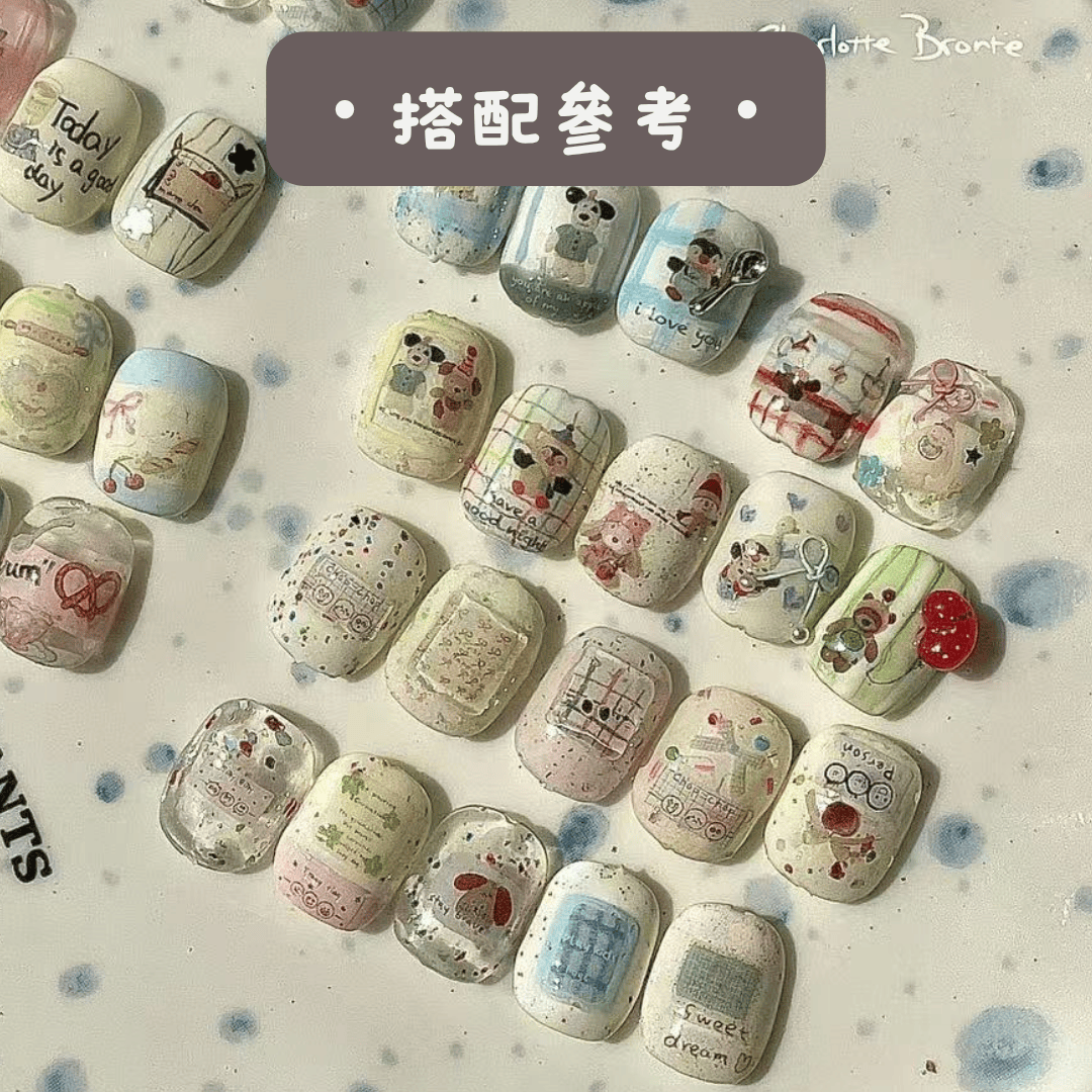 韓系美甲素材 美甲貼紙 超可愛ins韓風方塊小插畫 也可製作成飾品喔25102032