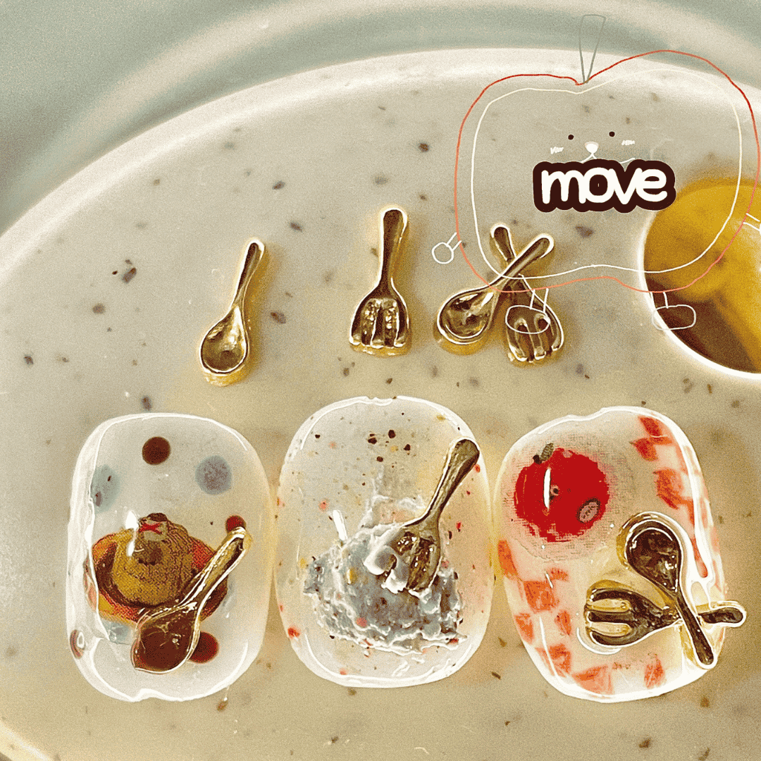 韓系美甲素材 美甲飾品 奶呼呼餐具 小叉子 甜點風美甲用 25102033