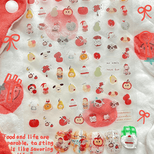 韓系美甲素材 美甲貼紙 聖誕節蘋果 聖誕老人 也可製作成飾品喔25102034