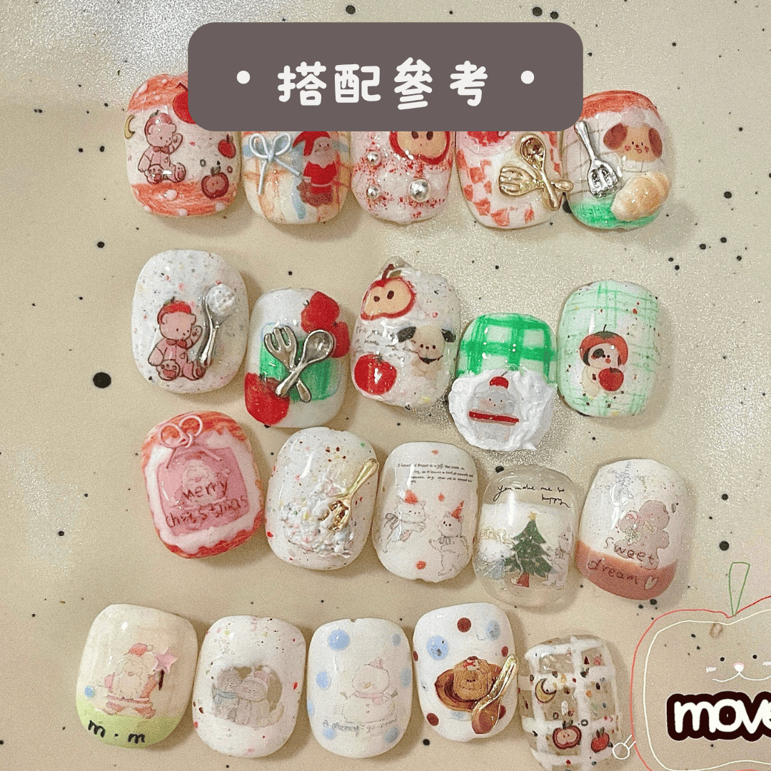 韓系美甲素材 美甲貼紙 聖誕節蘋果 聖誕老人 也可製作成飾品喔25102034