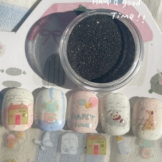 韓系美甲素材 黑色的氛圍粉只需要一點點就能製造出超韓美甲 砂糖粉25102038