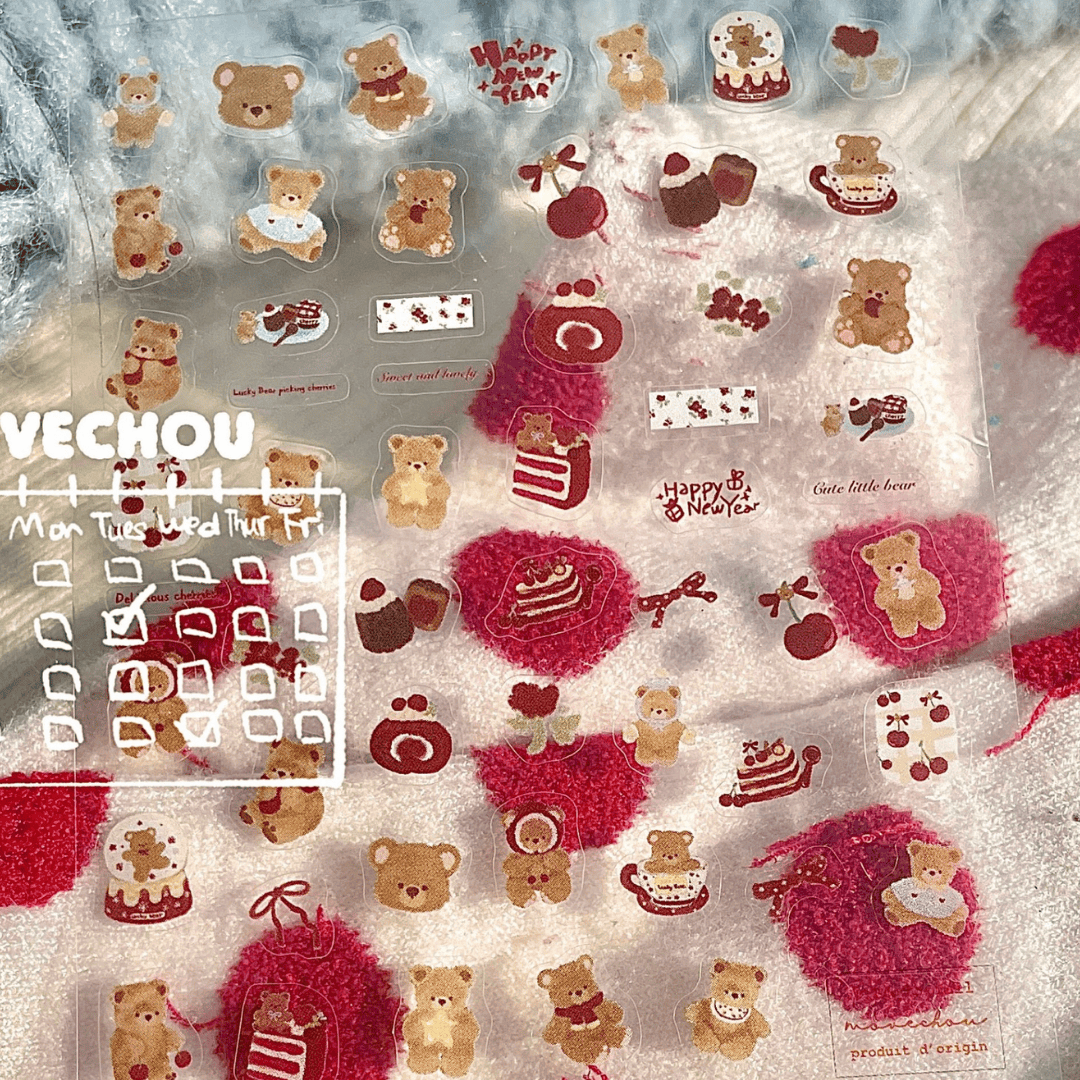 韓系美甲素材 美甲貼紙 毛茸茸蛋糕小熊 也可製作成飾品喔25102040