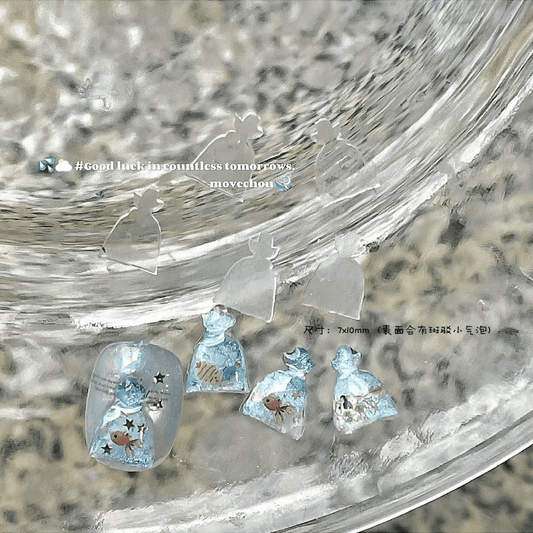 韓系美甲素材 美甲飾品 金魚袋子 透明片片 夏日清爽風格25102047