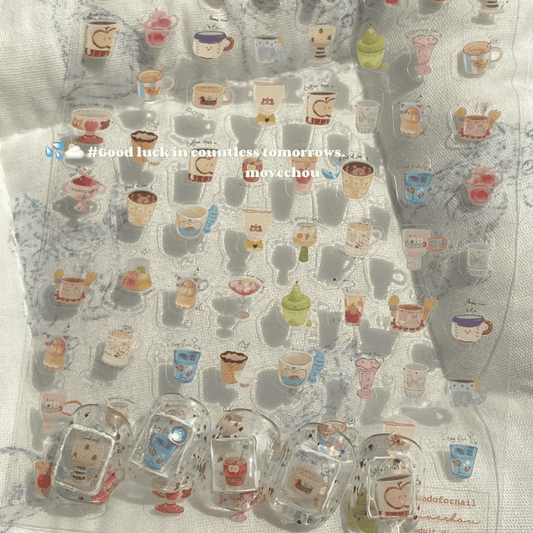 韓系美甲素材 美甲貼紙 飲料點心美食系貼紙 也可製作成飾品喔✨25102048