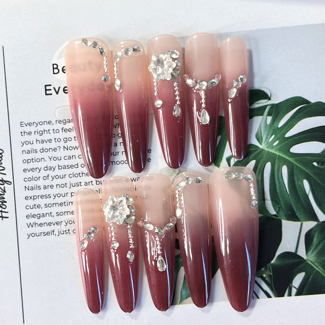 現貨嚴選穿戴甲 華麗紅紫鑽鑽 長尖甲 婚禮搭配禮服加分的好幫手！