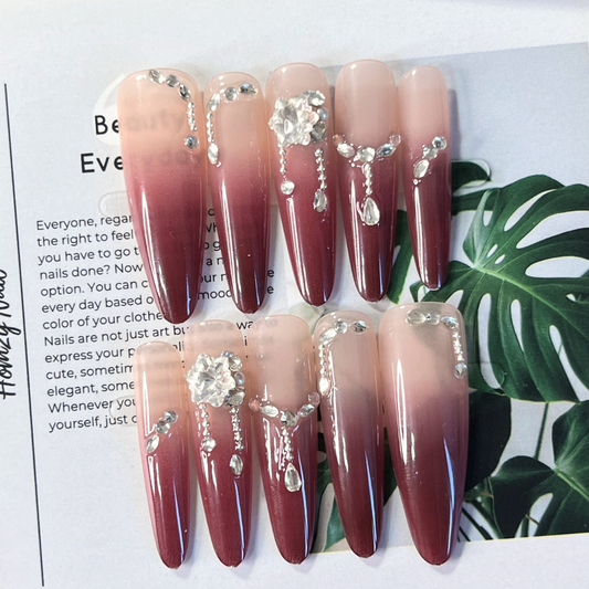 現貨嚴選穿戴甲 華麗紅紫鑽鑽 長尖甲 婚禮搭配禮服加分的好幫手！