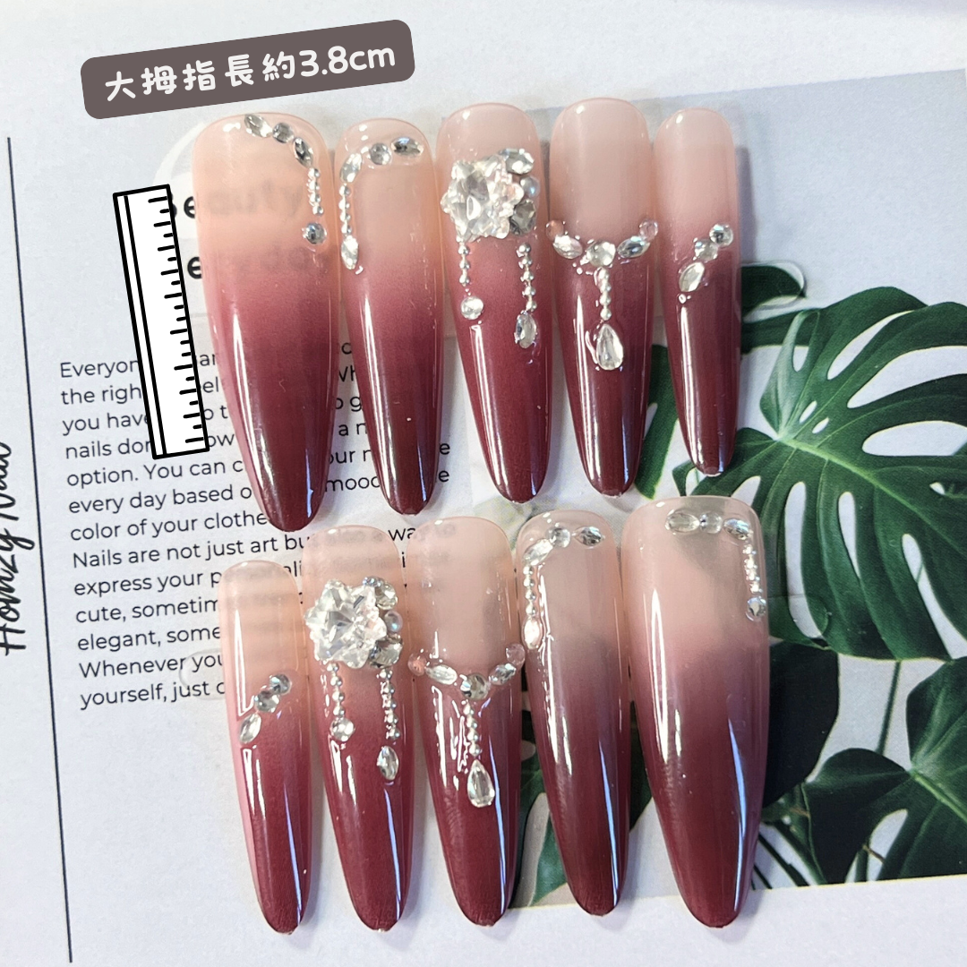 現貨嚴選穿戴甲 華麗紅紫鑽鑽 長尖甲 婚禮搭配禮服加分的好幫手！