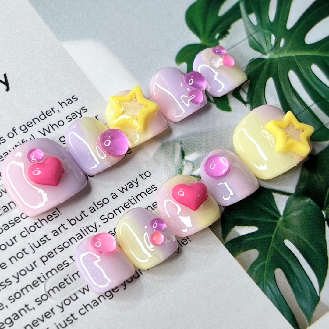 現貨M 兒童穿戴甲 美甲師手作 三色吐司可愛飾品甲 適合你家繽紛的小公主👑