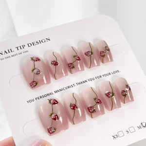 現貨嚴選穿戴甲 24H出貨 微凸貓眼小草莓短梯甲