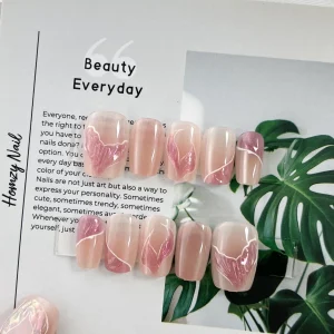 現貨嚴選穿戴甲 24H出貨 粉色貓眼人魚短梯甲