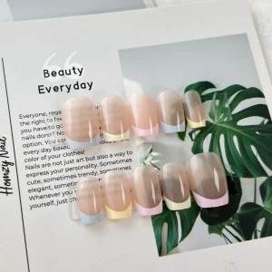 現貨嚴選穿戴甲 24H出貨 簡單可愛糖果馬卡龍法式短梯甲