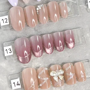 現貨嚴選穿戴甲 24H出貨 透紫法式貓眼短橢圓甲