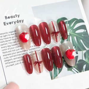 現貨穿戴甲 立體蘋果 就要平平安安中長橢甲