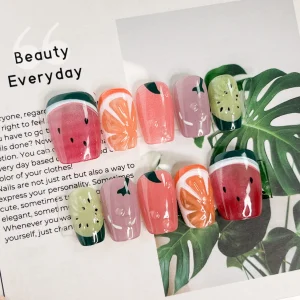 現貨嚴選穿戴甲 24H出貨 可愛水果微凸造型短梯甲